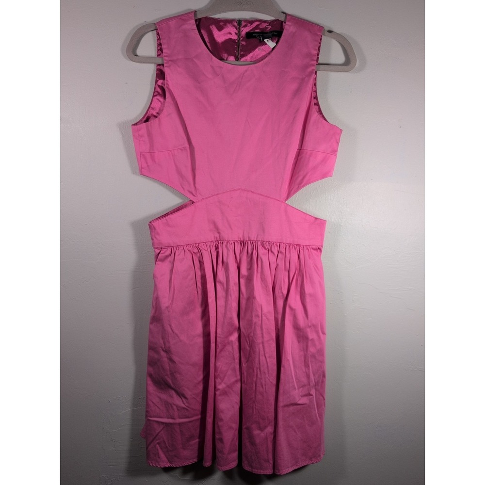 French Connection Pink Poplin Cut‎ Out Flare Dress 8